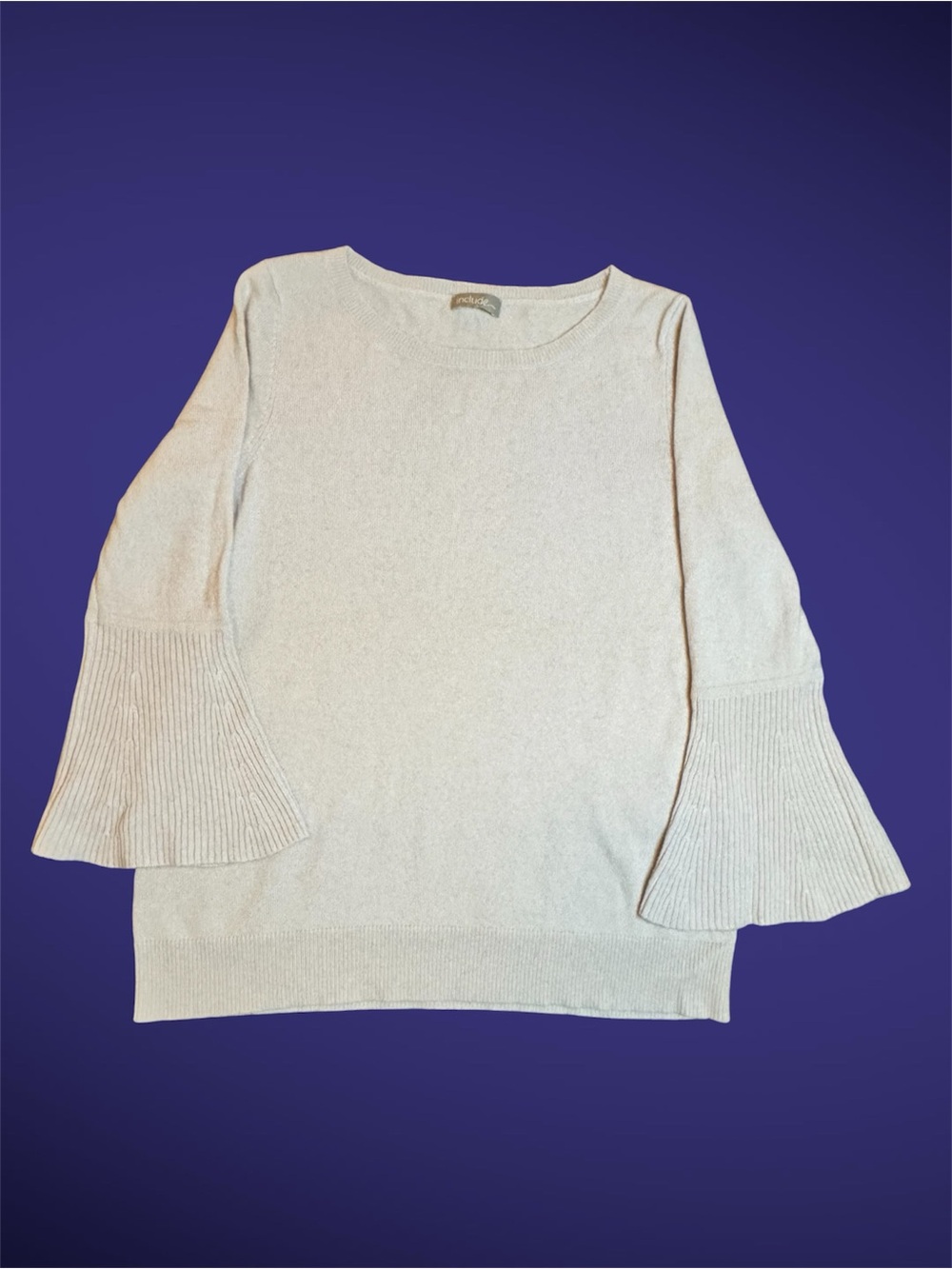 100% Cashmere Light Pink Bell-Sleeve Women's Sweater sz 6-8 / 38